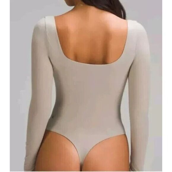 Lululemon Women's Sz S Mojave Tan Wundermost Nulu Square Neck L/S Bodysuit - Picture 11 of 11